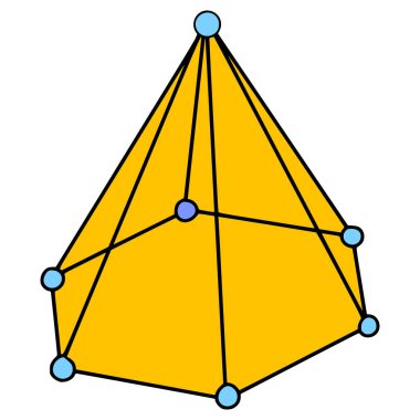Altıgen piramit çizim eli izole edilmiş vektörü çizdi