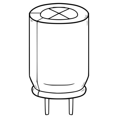 kapasitör stok illüstrasyon el çizimi ana hatlı vektör