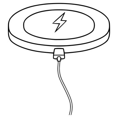 kablosuz şarj çizimi el çizimi ana hatlı vektör