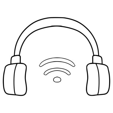 kablosuz kulaklık çizimi el çizimi ana hat vektörü