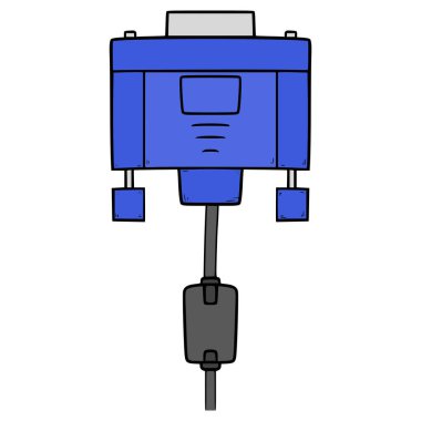 VGA kablo illüstrasyon el izole vektör çizdi