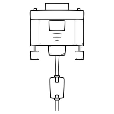 VGA kablo illüstrasyon el çizimi ana hatlı vektör