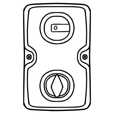 Eski sigorta kutusu illüstrasyon el çizimi ana hatlı vektör