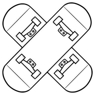 Çapraz kaykay çizimi el çizimi ana hatlı vektör