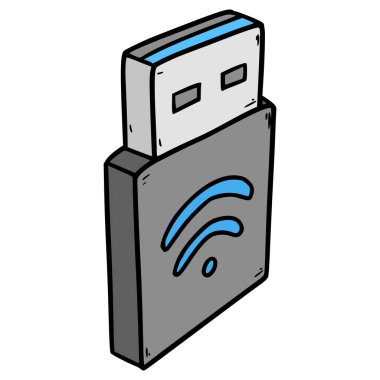 Wi-Fi adaptör çizim el izole vektörü