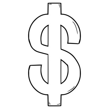 Dolar simgesi el çizimi taslak vektörü