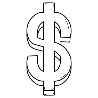 Dolar simgesi el çizimi taslak vektörü