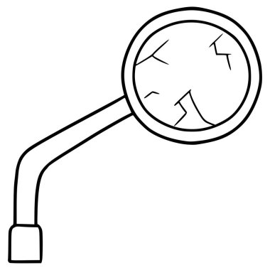 Kırık dikiz aynası motosiklet çizimi el çizimi taslak vektör