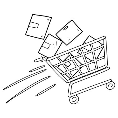 Alışveriş arabası çizimi el çizimi taslak vektörü