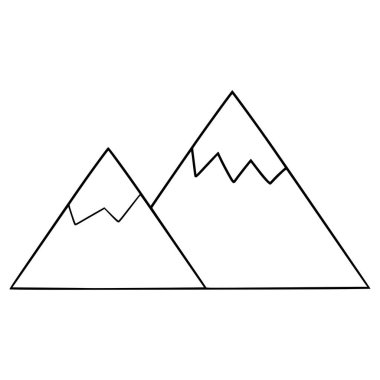 Basit dağ illüstrasyon el çizimi ana hat vektörü
