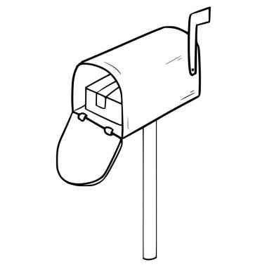 posta kutusu illüstrasyon el çizimi ana hat vektörü