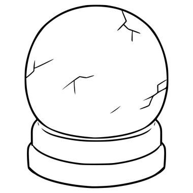 Kırık kristal top illüstrasyon el çizimi ana hat vektörü