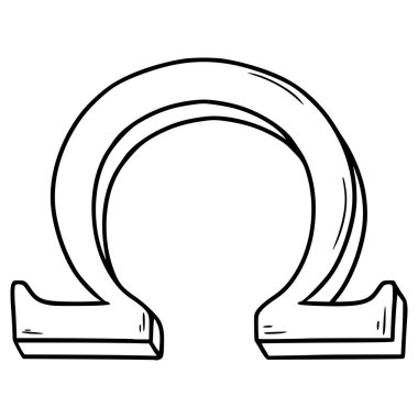 omega simge resimleme el çizimi ana hat vektörü