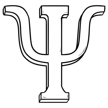 Psikoloji ikonu illüstrasyon el çizimi ana hatlı vektör