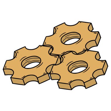 dişli dişliler çizim el izole vektörü