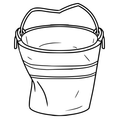 bükülmüş kova çizimi el çizimi ana hat vektörü