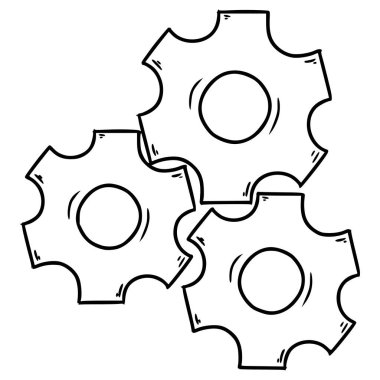dişli dişli dişli çizimi el çizimi ana hat vektörü