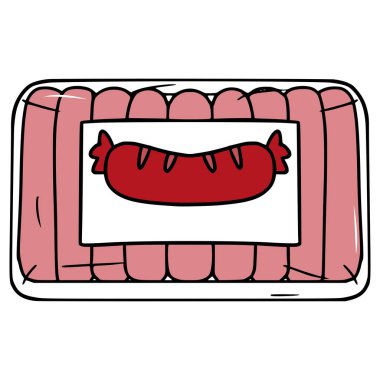 sosis paketi çizimi izole edilmiş vektör