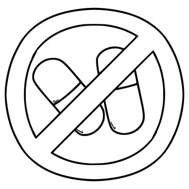 Hiçbir uyuşturucu simgesi el çizimi ana hatları vektörü yok