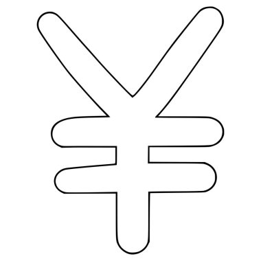 yen simgesi el çizimi dış hat vektörü