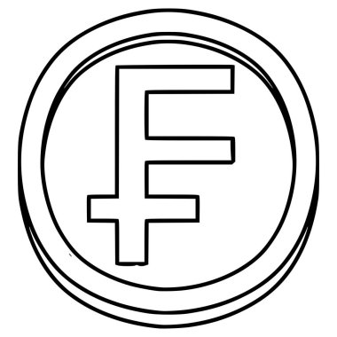 İsviçre frangı el illüstrasyonu taslak vektörü