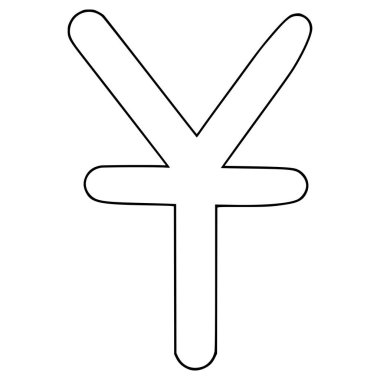 Çin yuan simgesi el çizimi ana hatlı vektör