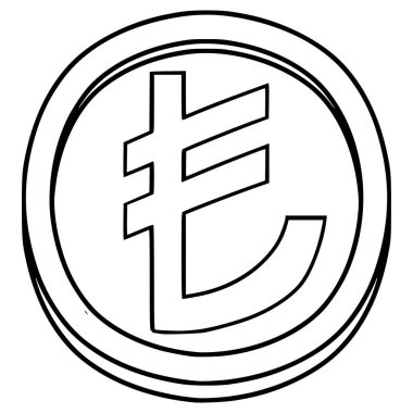 Türk lirası el illüstrasyonu ana hatlı vektör çizdi