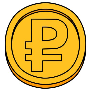 Rus rublesi resimli el izole edilmiş vektör çizdi