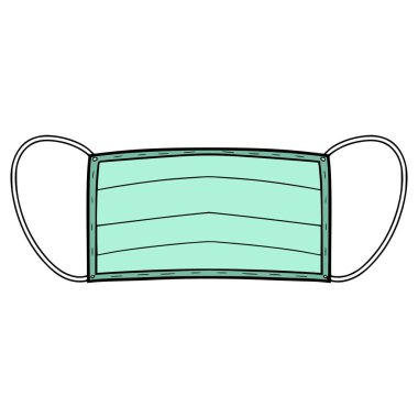 Tıbbi maske çizimi elle izole edilmiş vektör