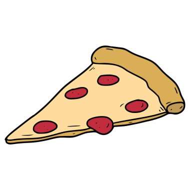 Pizza dilimi illüstrasyon el çizimi izole vektör