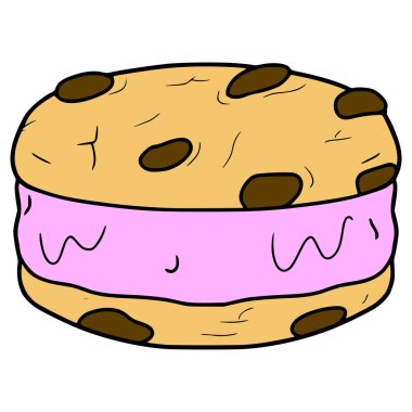 Dondurmalı sandviç çizimi elle izole edilmiş vektör