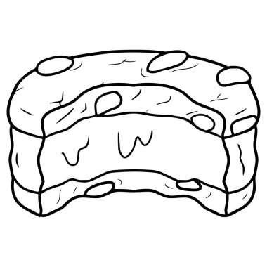 Isırılmış dondurmalı sandviç çizimi el çizimi taslak vektör