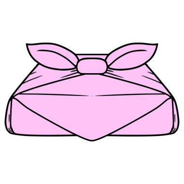 furoshiki illüstrasyon elle izole edilmiş vektör çizdi