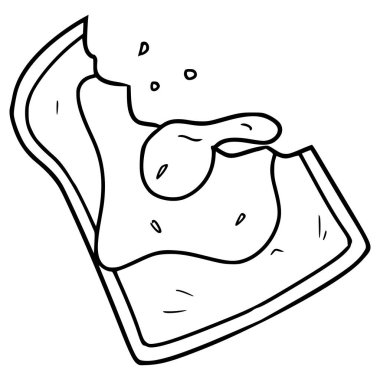 Isırılmış tost çizimi el çizimi taslak vektörü