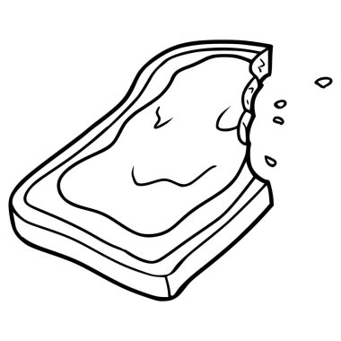 Isırılmış tost çizimi el çizimi taslak vektörü