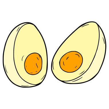 Haşlanmış yumurta çizimi elle izole edilmiş vektör