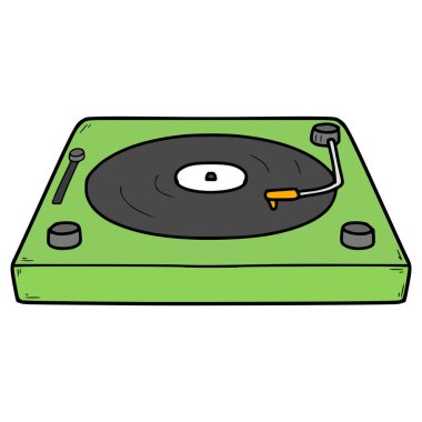 turntable illüstrasyon el çizimi izole vektör