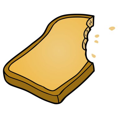 Isırılmış tost çizimi elle izole edilmiş vektör