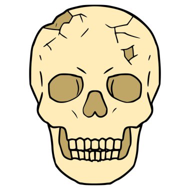 Kırık kafatası çizimi elle izole edilmiş vektör