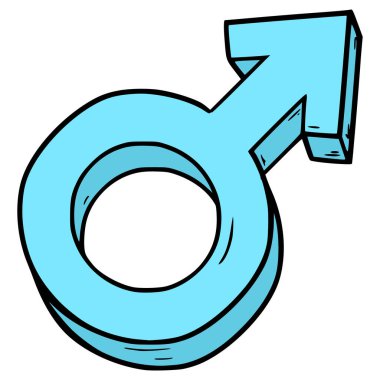 erkek sembolü el çizimi izole vektör