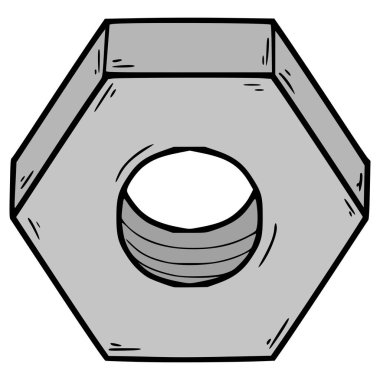 Altıgen fındık çizimi elle izole edilmiş vektör
