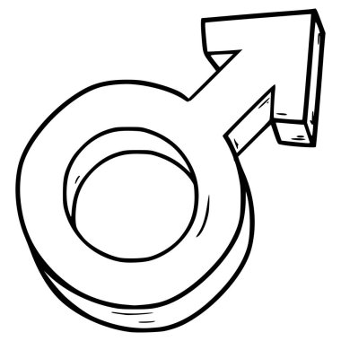 erkek sembolü el çizimi ana hat vektörü