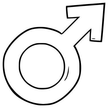 erkek sembolü el çizimi ana hat vektörü