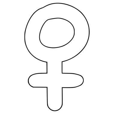 Karalama kadın sembolü çizim el çizimi ana hat vektörü