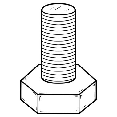 nut bolt illüstrasyon el çizimi ana hat vektörü