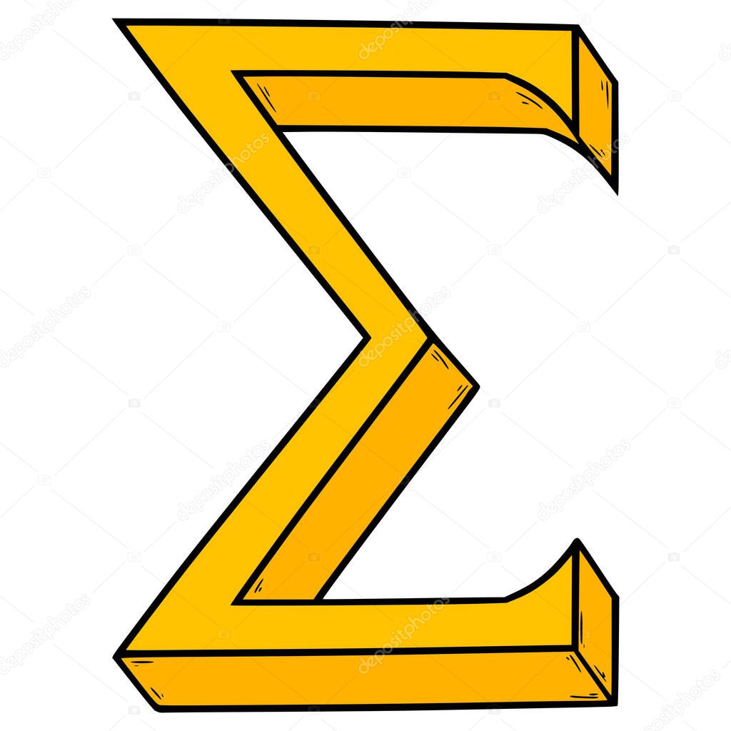 Sigma symbol illustration hand drawn isolated vector