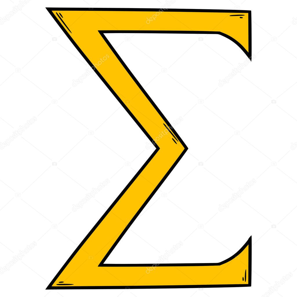 Sigma symbol illustration hand drawn isolated vector