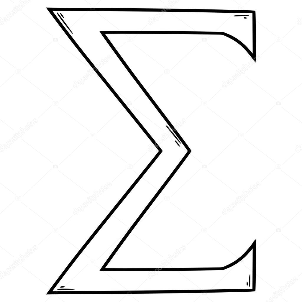 Sigma symbol illustration hand drawn outline vector