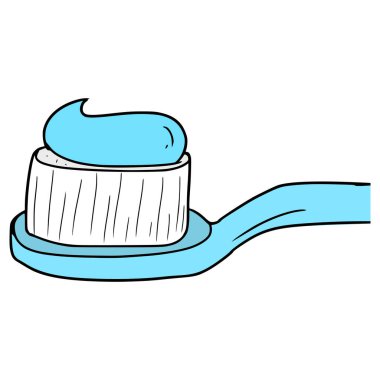 diş fırçası ve diş macunu çizimi elle izole edilmiş vektör