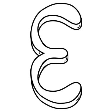 epsilon sembolü el çizimi ana hat vektörü